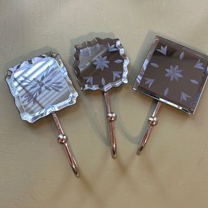 Three Small Mirrored Hooks